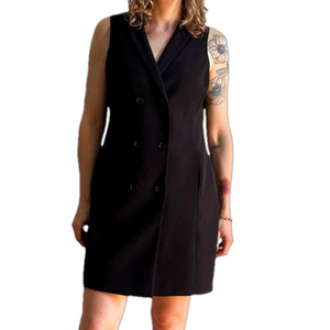 Willow and Thread Sz 8 Black Double Breasted Sleeveless Blazer Dress